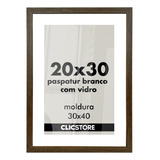 Moldura 20x30 Paspatur Branco Quadro Com Vidro Porta Retrato Cor Tabaco