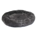 Cama Redonda Tipo Dona Antiestrés Para Perros, Grande, Gris Color Negro Diseño Suave