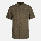 Camisa Hombre Woodpecker Short Sleeve Shirt Print Verde Mili
