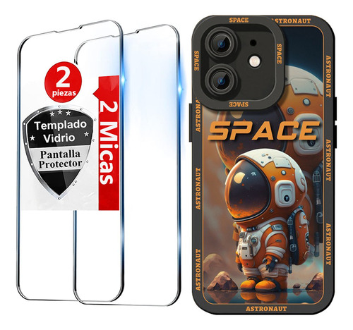 Funda Case Para iPhone Silicona Líquida De Astronauta +2mica