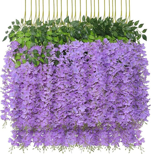 Flores Artificial Wisteria 12pz 1.1m Decoración Fiesta Boda