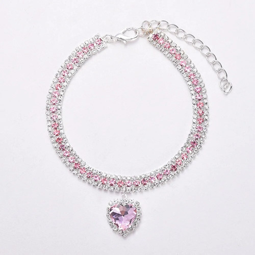 Collar De Gato De Cristal De Lujo Con Colgante De Amor, Coll