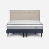 Cama Indie King Pata Acero Bd + Respaldo New Bennet Beige