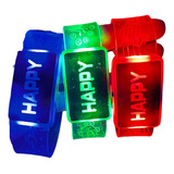 Pulsera Brazalete Happy Led Silicona Cotillon Luminoso X5