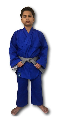 Kimono Judô/jiu Jitsu Flex Infantil Com Faixa Branca- Azul
