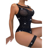 Bonito Leotardo Brillante Body Diamante Lencería Blusa Mujer