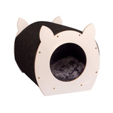 Casinha Arranhador Para Gatos Com Refil Catface Cor Preto