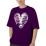 Camiseta Oversize Cardíaco Esquelético Tshirt Fashion Estilo