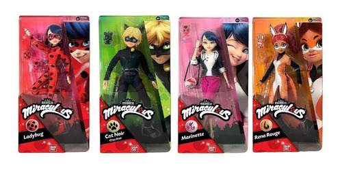 Miraculous Ladybug Cat Noir Rena Rouge Marionette Pack 4fig 