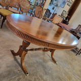 Galli Antigua Mesa Comedor Oval Extensible Inglesa Impecable