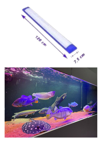 Luminaria Led Iluminação Azul Tubular 1,20 Mts Para Aquario 