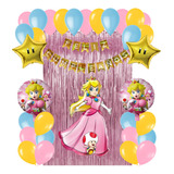 Set Decoración Globos Princesa Peach Super Mario Cumpleaños