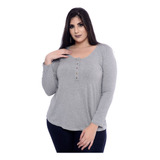 Blusa Básica Plus Size Botões