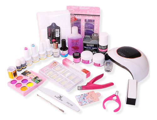 Kit Para Uñas Acrilicas, Esmaltado Permanente, Lámpara 54w