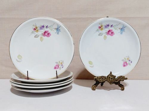 Juego 6 Platos Postre Porcelana Brasilera Real De 18,5 Cm