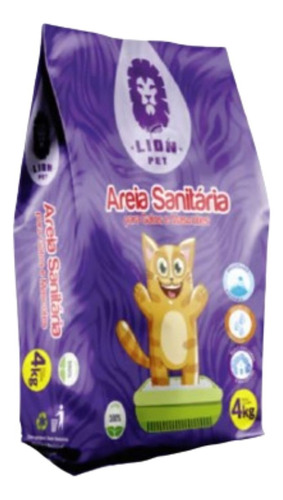 Areia De Gato Granulada Lion Pet 4kg Higiênica Livre De Odor