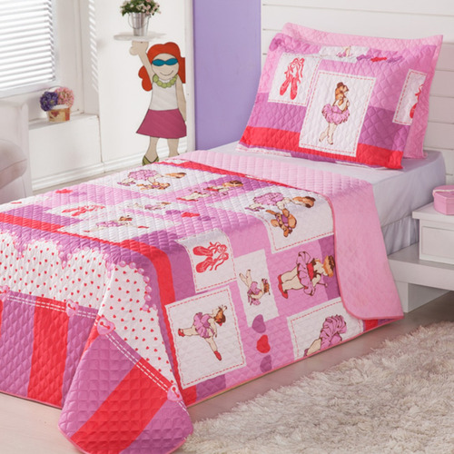 Cobre Leito Quarto Cama Solteiro Infantil 02 Peças Estampado