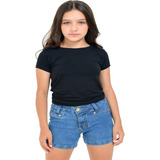 Short Jeans Infantil Menina Feminino Com Lycra