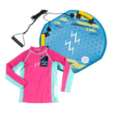 Set Tabla Y Camiseta De Natacion Rosa Para Niña Talla 6