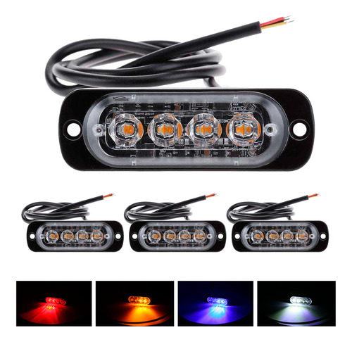 Kit 4 Strobo Automotivo 4 Leds + 16 Funções 12v/24v Tarpo