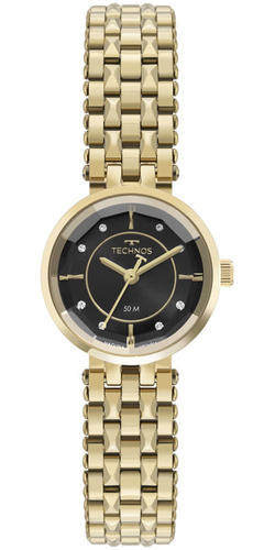 Relógio Technos Mini Preto Dourado Feminino 2035mxj/1p