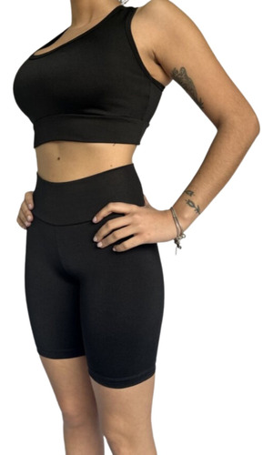 Conjunto Calza Ciclista Biker + Top Colores Fitness