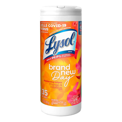 Lysol Toallitas Desinfectantes Para Superficies Mango & Hibiscus De 35 Piezas