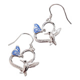 Par Aros Colibri Corazón Mariposa Mujer Plata 925 + Caja Reg