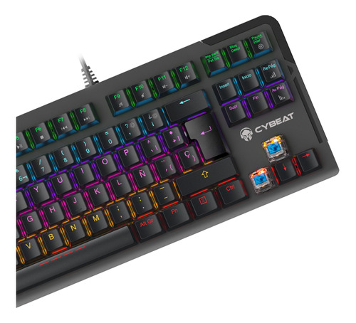 Teclado Gamer Mecanico Cybeat Español Blue Antighosting Led