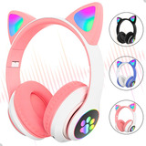 Fone Gatinho Sem Fio Led Bluetooth Infantil Orelha Gato Cat