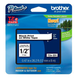 Cinta Brother Tze231 Negro En Blanco, 12mm X 8m