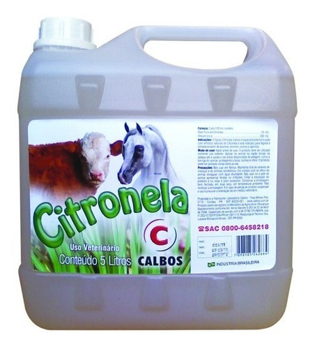 Óleo Essencial De Citronela 15% Galão De 5 Lts - Calbos