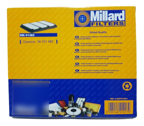 Filtro Aire Millard Mk-91485 Chevrolet Spark 4l 1.0lt 06/ Foto 2