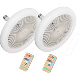 Pack Kit Con 2 Piezas Lampara Foco Ventilador Techo Ajustable 3 Velocidades 3 Tonos De Color Blanco Cálido Y Frío