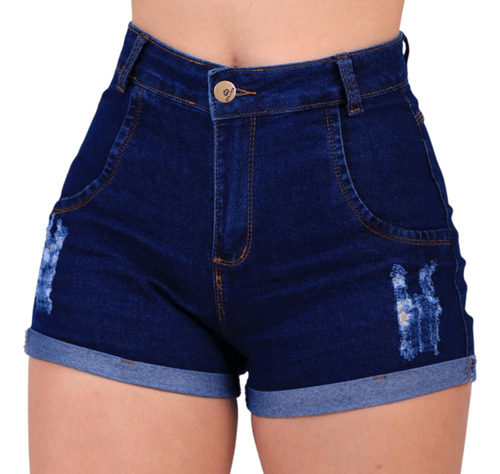 Shorts Jeans Feminino Cintura Alta  Com Lycra Super Moderno!