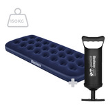 Colchão Inflável Solteiro Camping 150kg + Bomba Ar Bestway Cor Azul