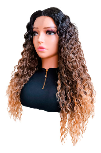 Peruca Front Lace Wig, Fibra Premium, Cacheado Bárbara