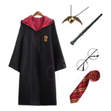 Capa De Harry Potter Juego De Hogwarts Disfraz Griffindor Slytherin Hufflepuff Bordada + Corbata + Collar + Varita + Gafas 5 Piezas Niños Adultos