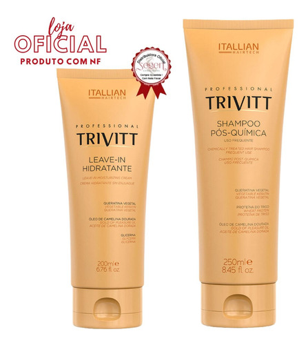 Kit Trivitt Leave-in Hidratante 200ml Shampoo 250ml Itallian