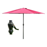 Sombrilla Plegable Para Exterior Jardin Playa Manivela 2.7m Color Rojo (vino) Sombrilla/parasol