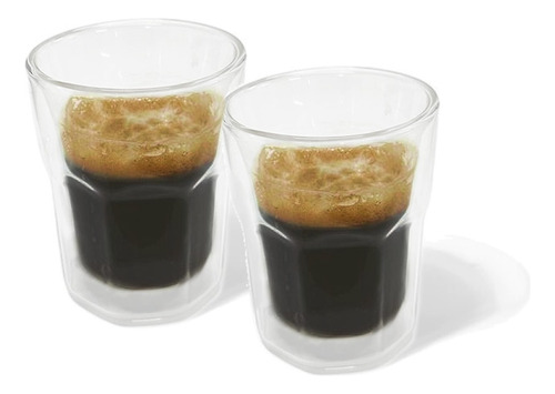 Vaso Café Facetado Doble Pared Vidrio 230 Ml Pack X 2