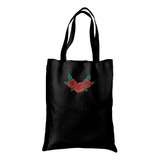 Bolsa Tote Bag Artesanal Bolsillo Gabardina Bordado Rosas