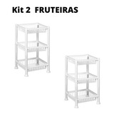 Kit 2 Prateleira Cesto Multiuso 3 Andares Fruteira Branco