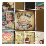 Pastilha Resinada Vintage Coffee Kit 15 Placas Adesivo 3 M