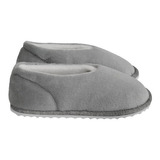 Pantufla Babucha Termica Tipo Zapato Dama Gris Plata