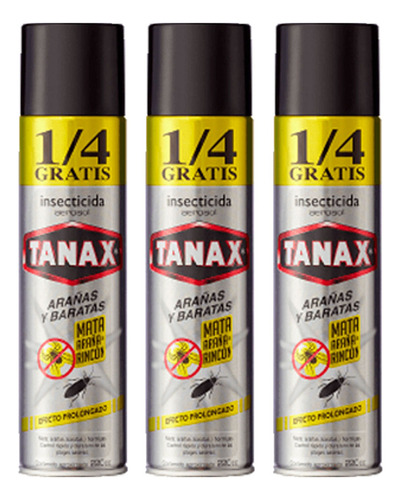 Insecticida Tanax Arañas Y Hormigas 220 Cc + 1/4 , X 3