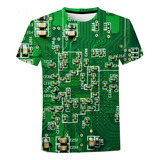 Camiseta Callejera Con Estampado 3d Casual Chip Electrónico