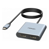 Adaptador Usb C A Hdmi Dual 4k 60hz, Divisor Usb C 2 Monitor