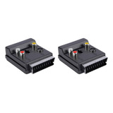 2 Nuevos Scart Conmutables Macho A Hembra S-video 3 Rca Audi