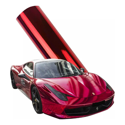Vinil Automotriz Rojo Cromo Espejo Sin Burbujas 5 Metros | Meses sin interés